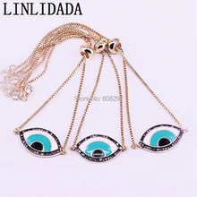 6 шт модный микро-паве Многоцветный CZ& Эмаль глаз Шарм соединитель браслет скользящая цепь ювелирные браслеты