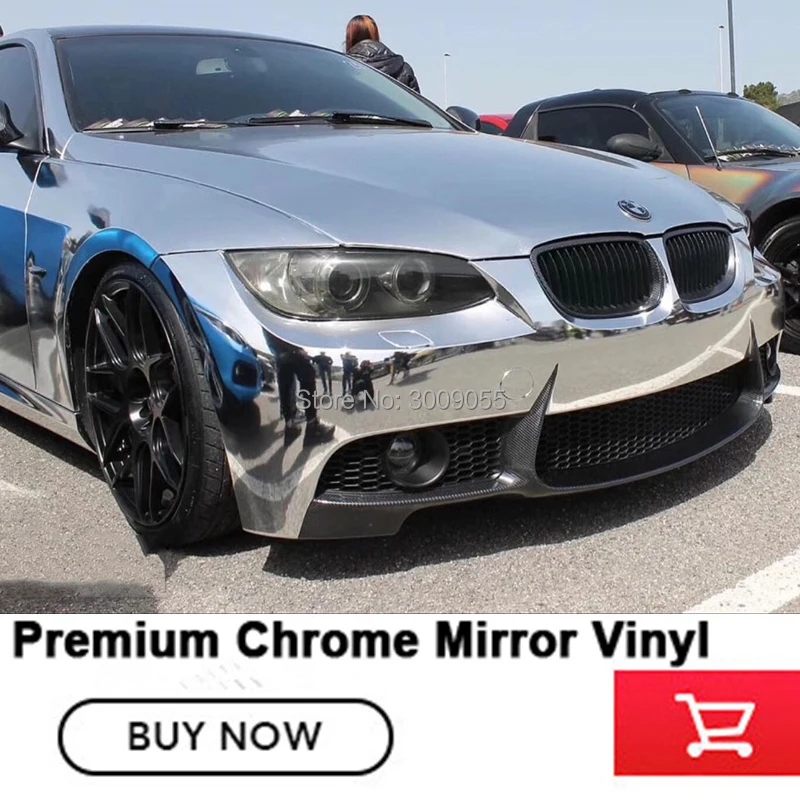 

High-end silver stretchble chrome mirror wrapping film Vinyl wrap chrome car wrap flexible for any Vehicle 5ft X 59ft/Roll