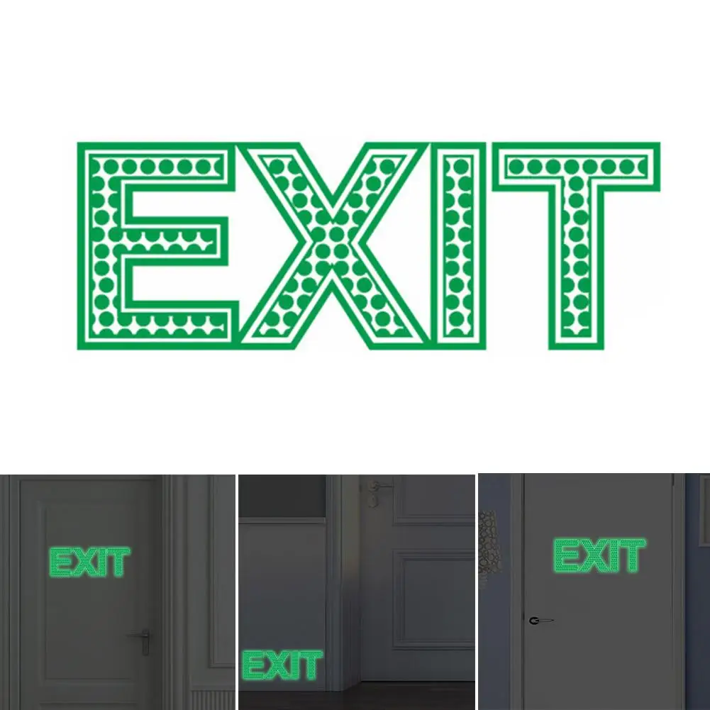Luminous Green Light Exit Wall Sticker Decal Emergency Door Gate Safety Sign Room Decoration Stickers | Дом и сад