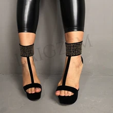 LAIGZEM SEXY Women Sandals Gladiator Stiletto Heels Sandals Studs Zipper Faux Suede Summer Ladies Shoes Woman Big Size 34-52 LAIGZEM SEXY Women Sandals Gladiator Stiletto Heels Sandals Studs Zipper Faux Suede Summer Ladies Shoes Woman Big Size 34-52