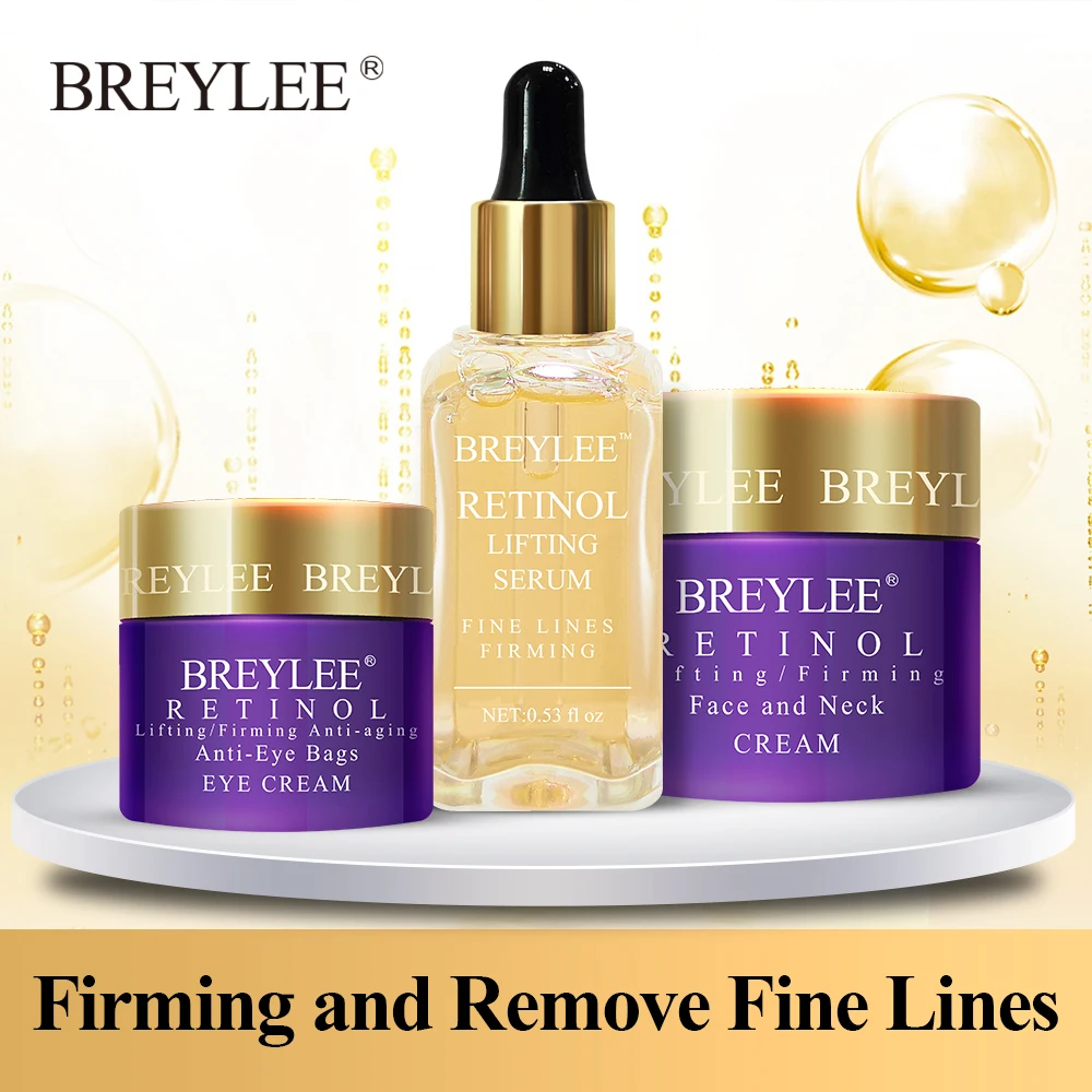 Breylee Retinol набор с омолаживающим эффектом Сыворотка для лица крем для лица Удаляет мелкую линию морщин затягивает увлажняющий крем