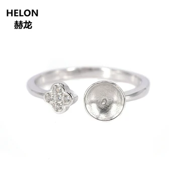 

925 Silver Women Engagement Wedding Sterling Ring 7-9mm Round Bead Pearl Semi Mount Ring Setting Fine Jewelry 20pcs/lot
