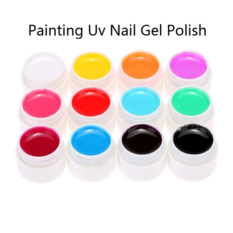 

Yinikiz Paint Polish Painting Colors UV Bio Gel Permanent Nail Polish 12 Colors Long-lasting Soak Off Drawing Gel Nail Art