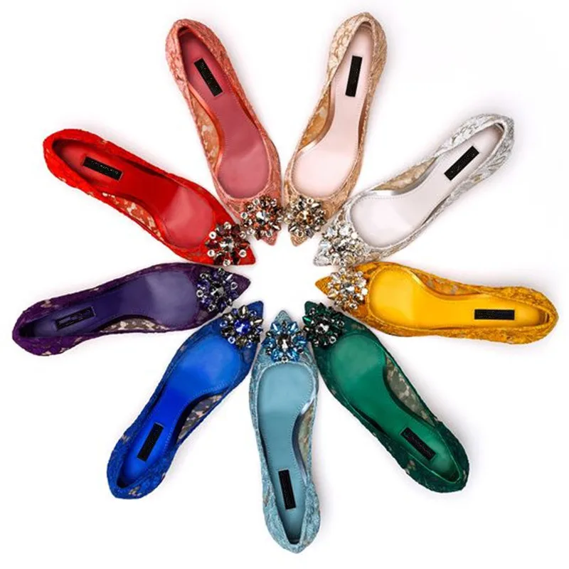

Embellished Lace Pumps Jewelled Red Chaussures Femme Dress Party Women Pointed Toe High Heels Branded Luxury Women Shoes