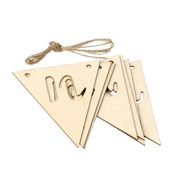 

Eid Decoration Wooden Triangle Long String Household Ornaments Wall Art DIY Wooden Bunting Home Decoration