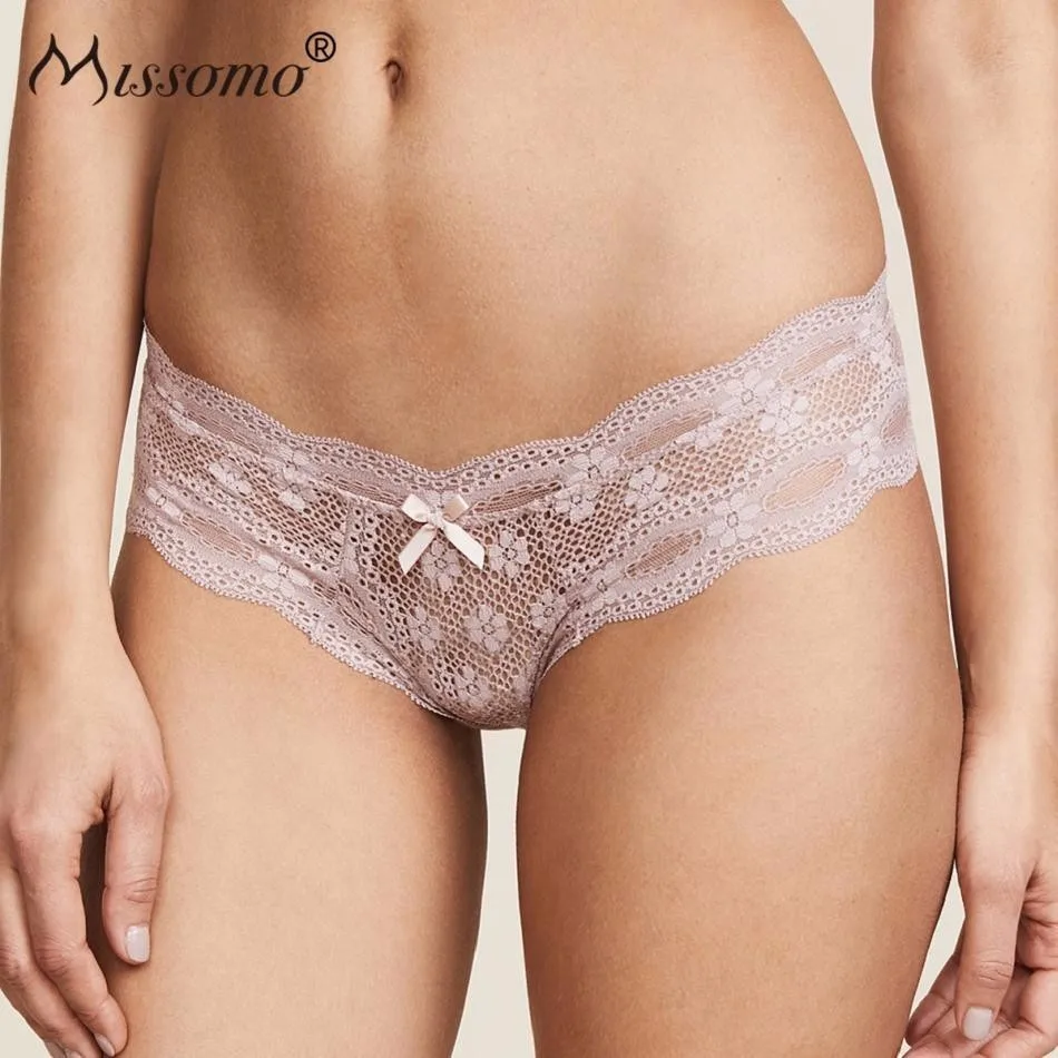 

Missomo Women Porno Sexy G String Micro Simple Sexy Scallop Lace Translucent Stretch Lace Low Waist Thong Shorts
