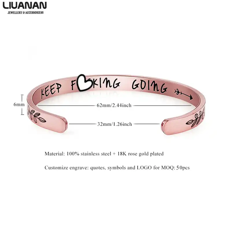STARAMZ Inspirational Gifts Bracelet Cuff Bangle Mantra Quote Positive Saying Engraved Stainless Steel Motivational Friendship Encouragement Jewelry for Teen Girls Women Men