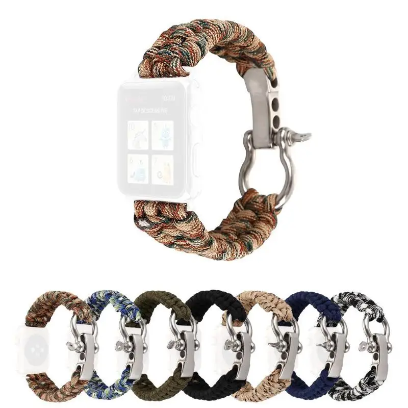 

ALLOYSEED Woven Nylon Rope Smart Watchband Parachute Cord Survival Bracelet Smart Wrist Band Strap for Apple Watch 12 3