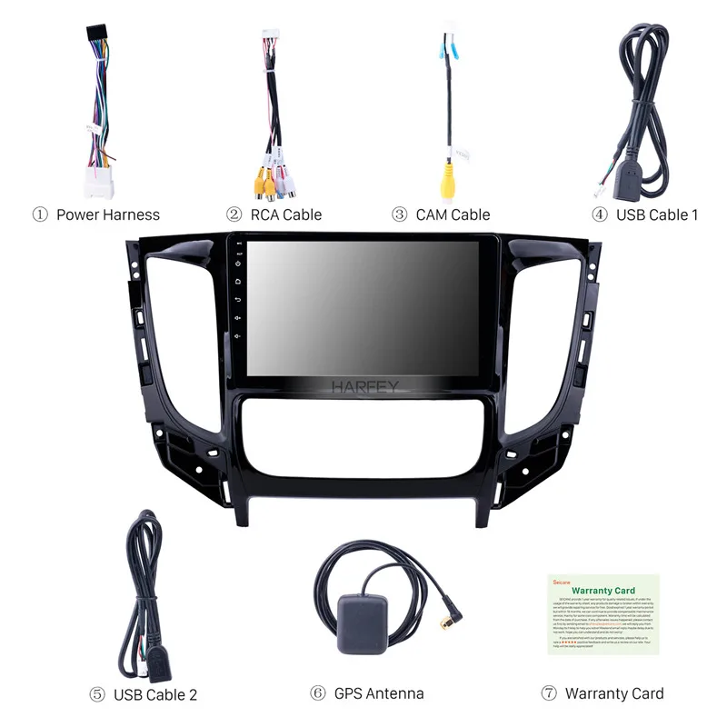 Top Harfey Android 8.1/9.0 Bluetooth Radio 9" for 2015 Mitsubishi TRITON Auto A/C GPS Navi SD DVR 3G WIFI SWC Car Multimedia Player 3