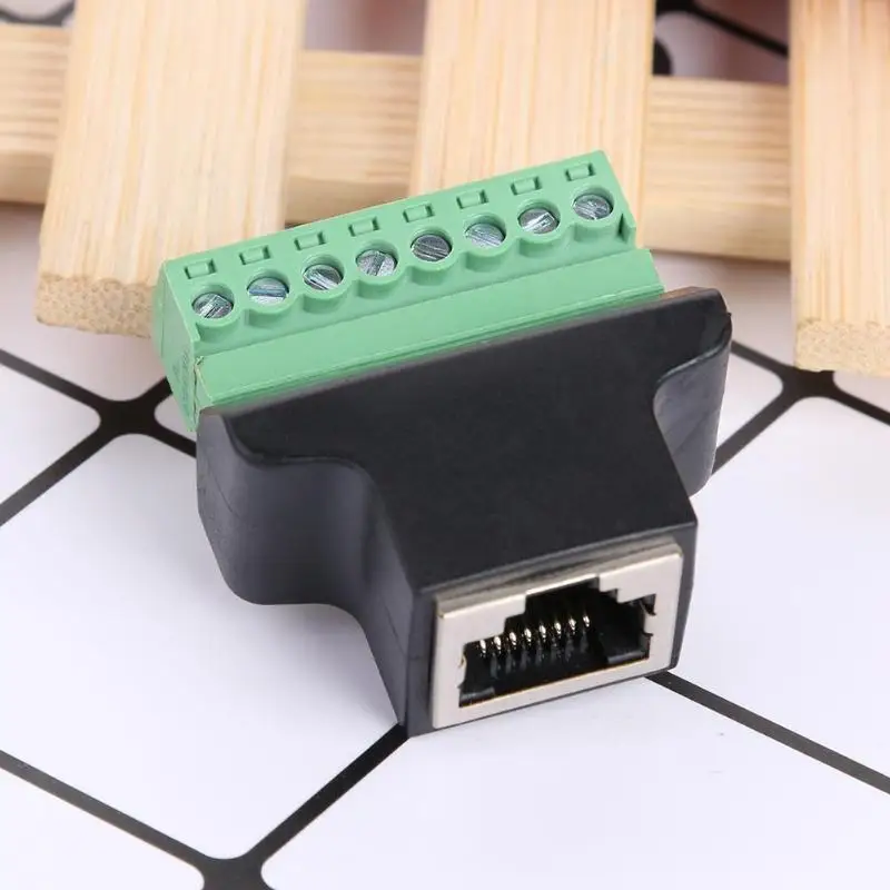 RJ45 гнездо к винтовой клемме 8 контактный разъем Ethernet кабель удлинитель адаптер