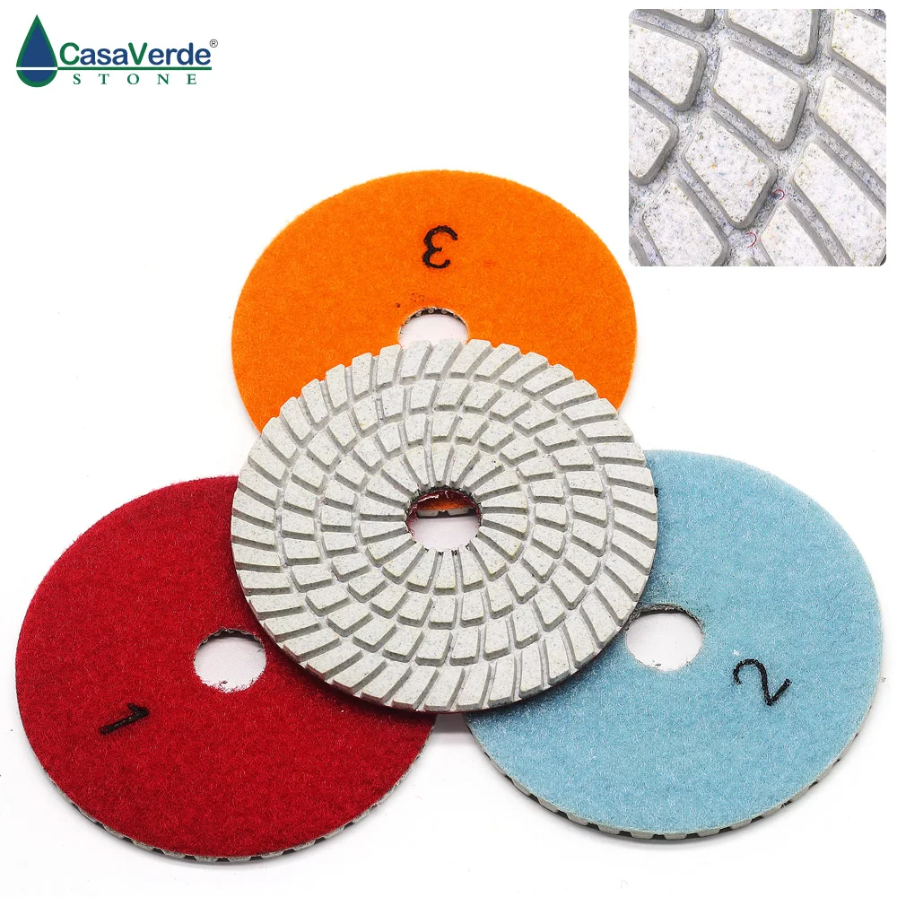 Dcw3pp02 4 Inch 100mm Wet Use Of 3 Step Diamond Polishing Pads For