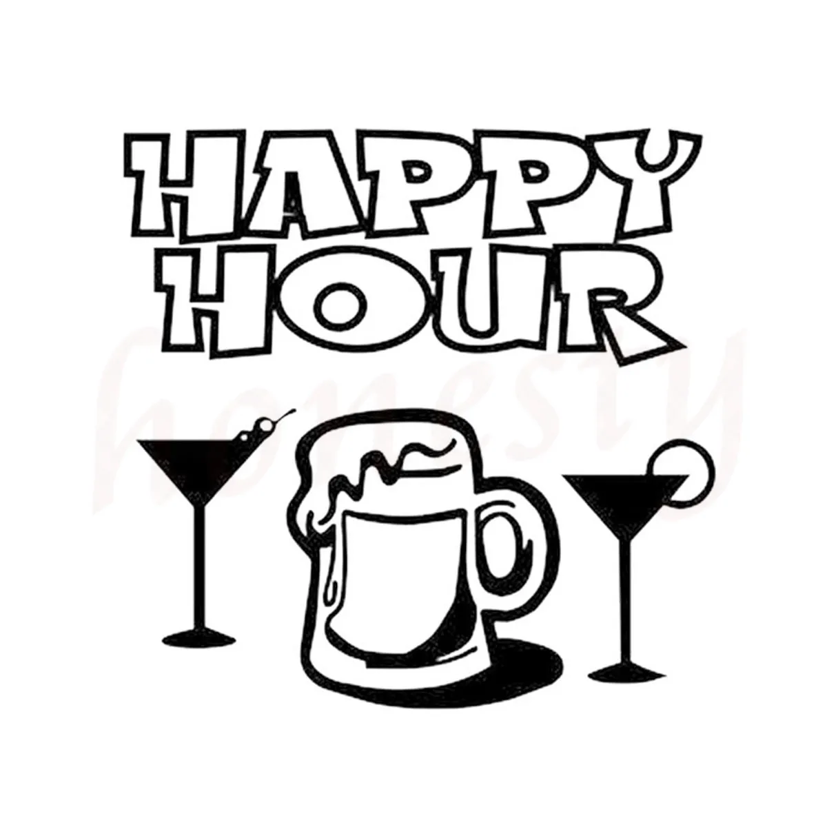 Happy Hour Decal Car Sticker Funny Wall Home Glass Window Door Laptop