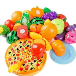 24 шт. дети играют дома игрушки Cut Фруктовый Пластик овощи пиццы Кухня Детские игрушки развивающие игрушки