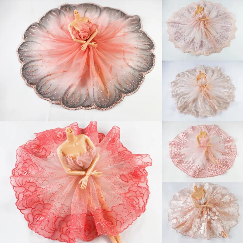 

3D Tulle Dubai Lace Embroidered Fabric Ribbon Trimmings For DIY Sewing Crafts Wedding Dresses Skirts Applique Guipure Decoration
