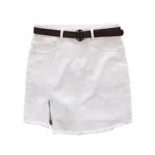 Летняя женская джинсовая юбка со средней талией, с боковой молнией, джинсовые юбки, Женская Мини-Юбка Saia, белая, Faldas, повседневная прямая юбка