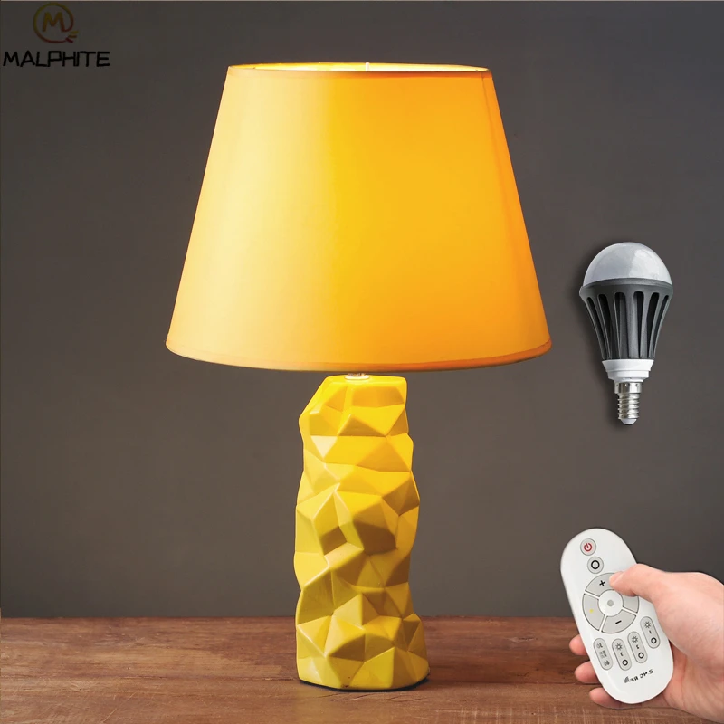 

Nordic Yellow Ceramic table lamp Simple Pineapple Led Table Lamps For Living Room Table Light Home Deco Lighting Luminaria Table