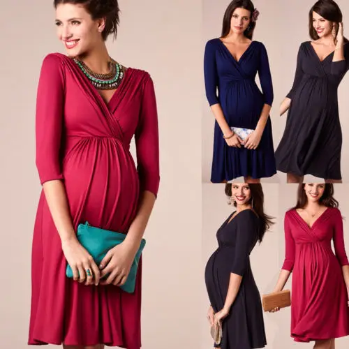 Новинка, хит, платье для беременных женщин с v-образным вырезом и рукавом три четверти, одежда для фотосессии, США