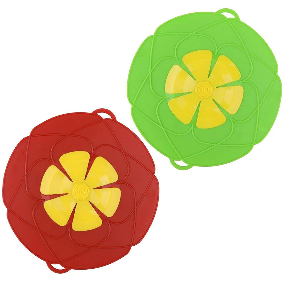 

2 X Spill Stopper Lid Cover And Spill Stopper, Boil Over Safeguard,Silicone Spill Stopper Pot Pan Lid Multi-Function Kitchen T