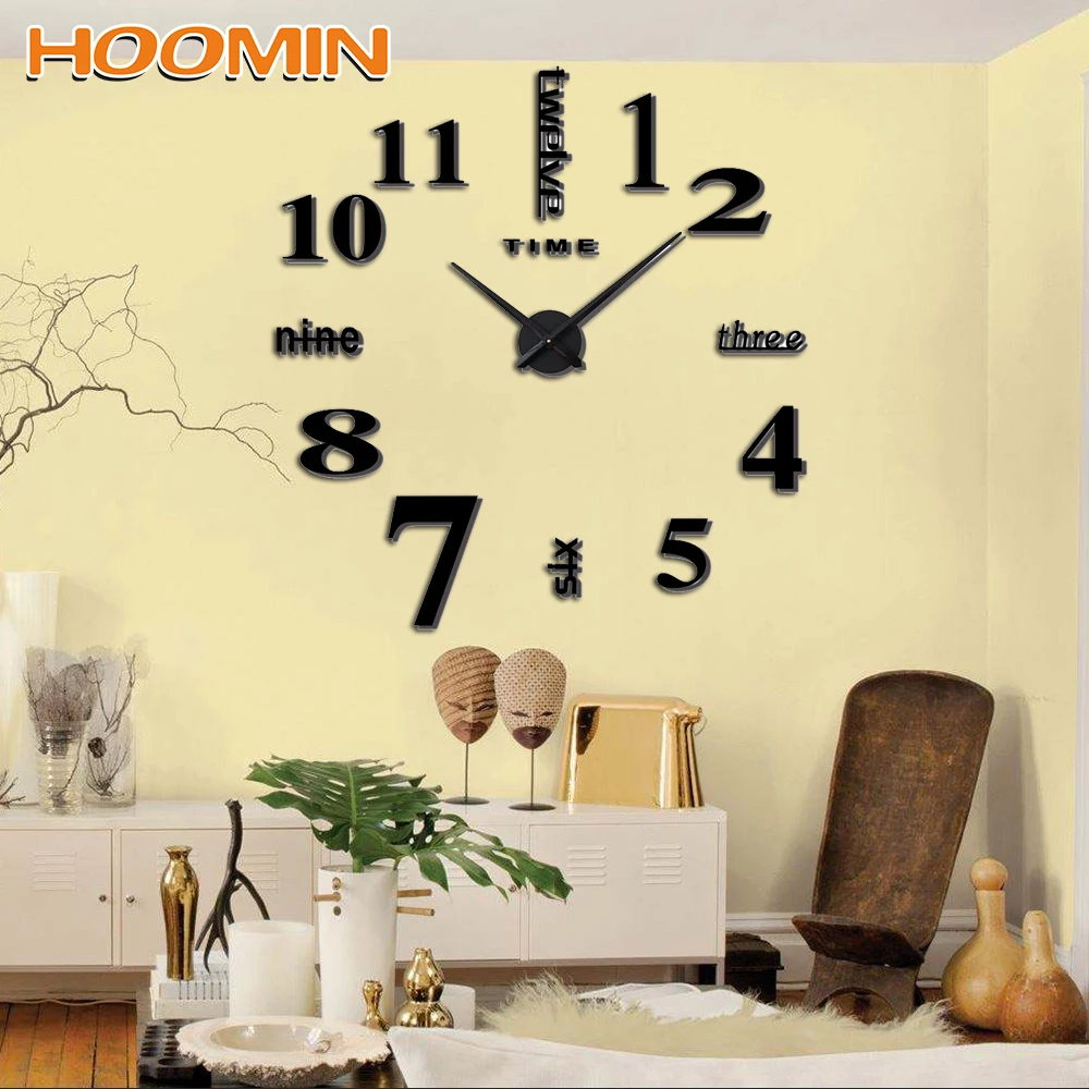 

2018 Hot 3D Real Big Wall Clock Living Room Quartz Needle Creative Quartz Clocks Acrylic Mirror Stickers DIY Home Decoration