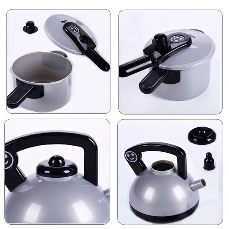Baby Kind Spielen Küche Utensilien Haus Spielzeug Kochen Töpfe Pfannen Food Gerichte Kochgeschirr