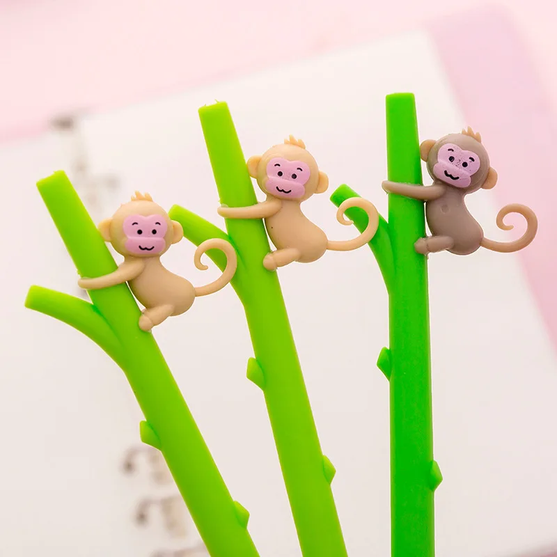 

1pcs Cute Monkey Gel pen bamboo shape Creative writing for school office supplies