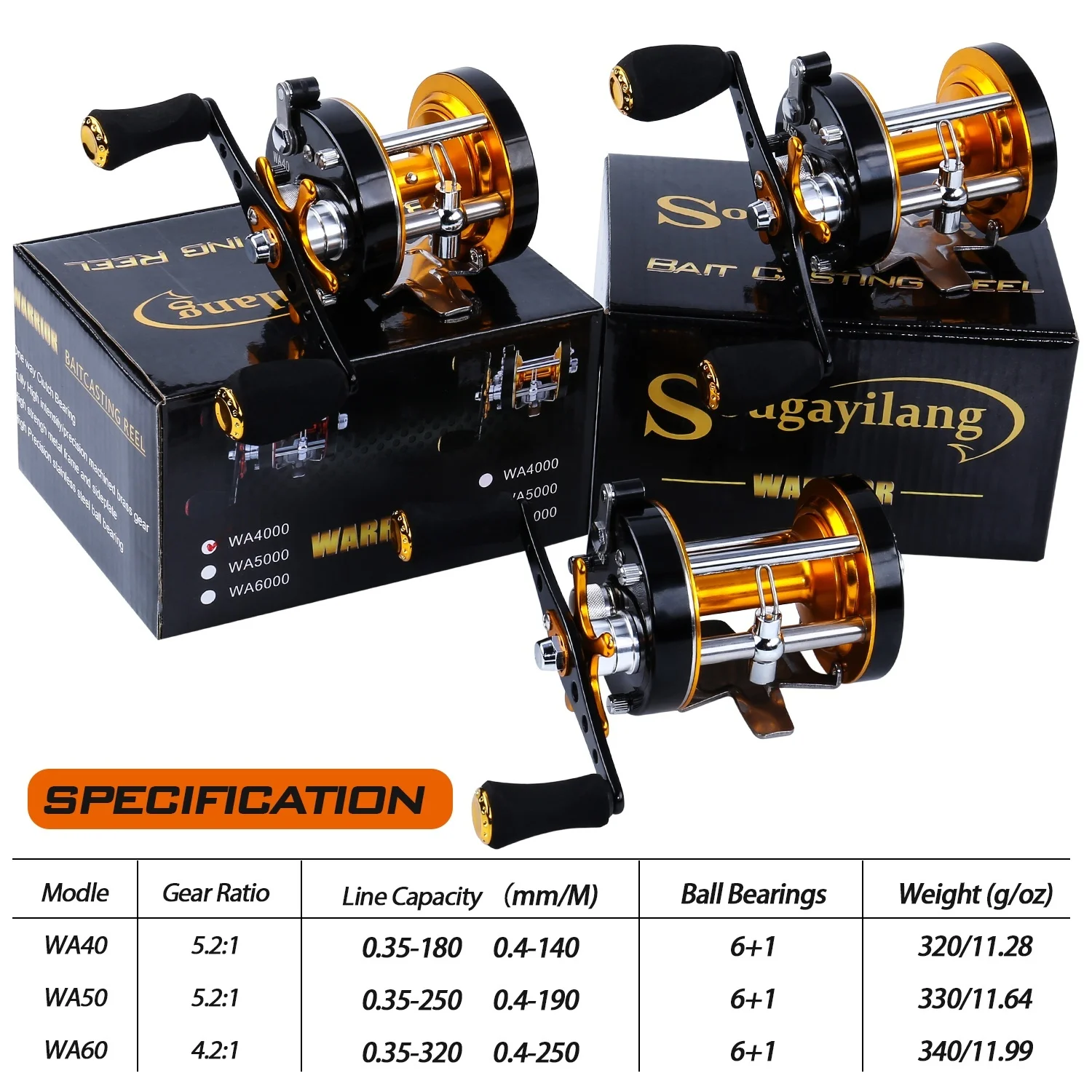 Sougayilang 6.1BB التصيد الصيد بكرة طبل صب Baitcasting بكرة ل المياه المالحة البحر قارب الصيد Carretes دي Pesca