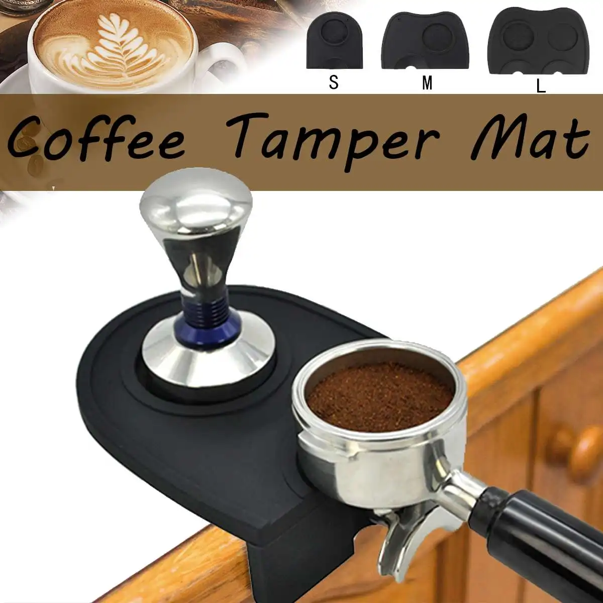 

S/M/L Espresso Coffee Tamper Mat Rubber Groove Holder Pressed Powder Anti-slip Safe Corner Pad Coffee Kitchen Tools Accessories
