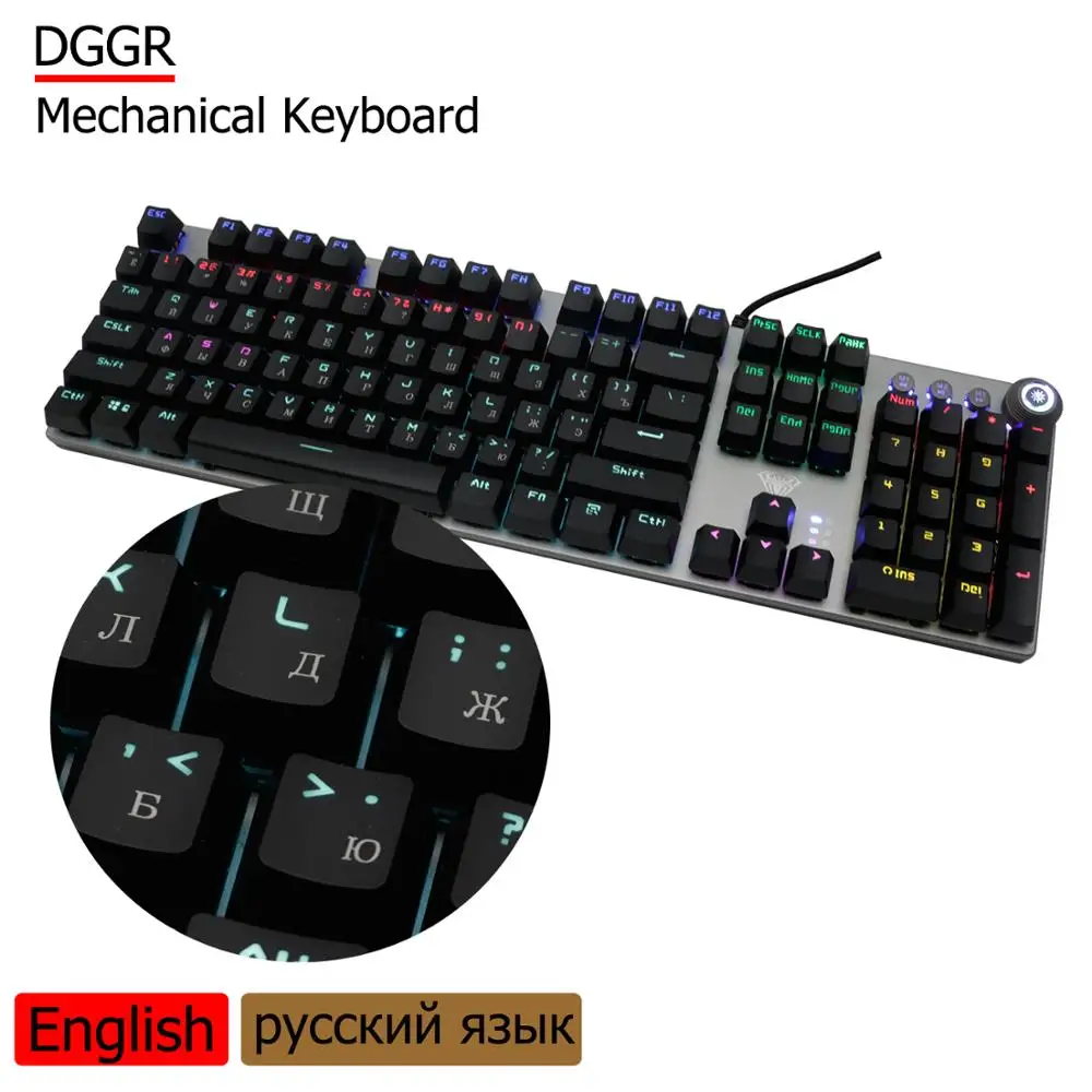 

AULA/DGGR Gaming Keyboards for Ccomputer PC Gaming Mechanical Keyboard 104 Keys Hand support Metal Anti-ghosting Russian English