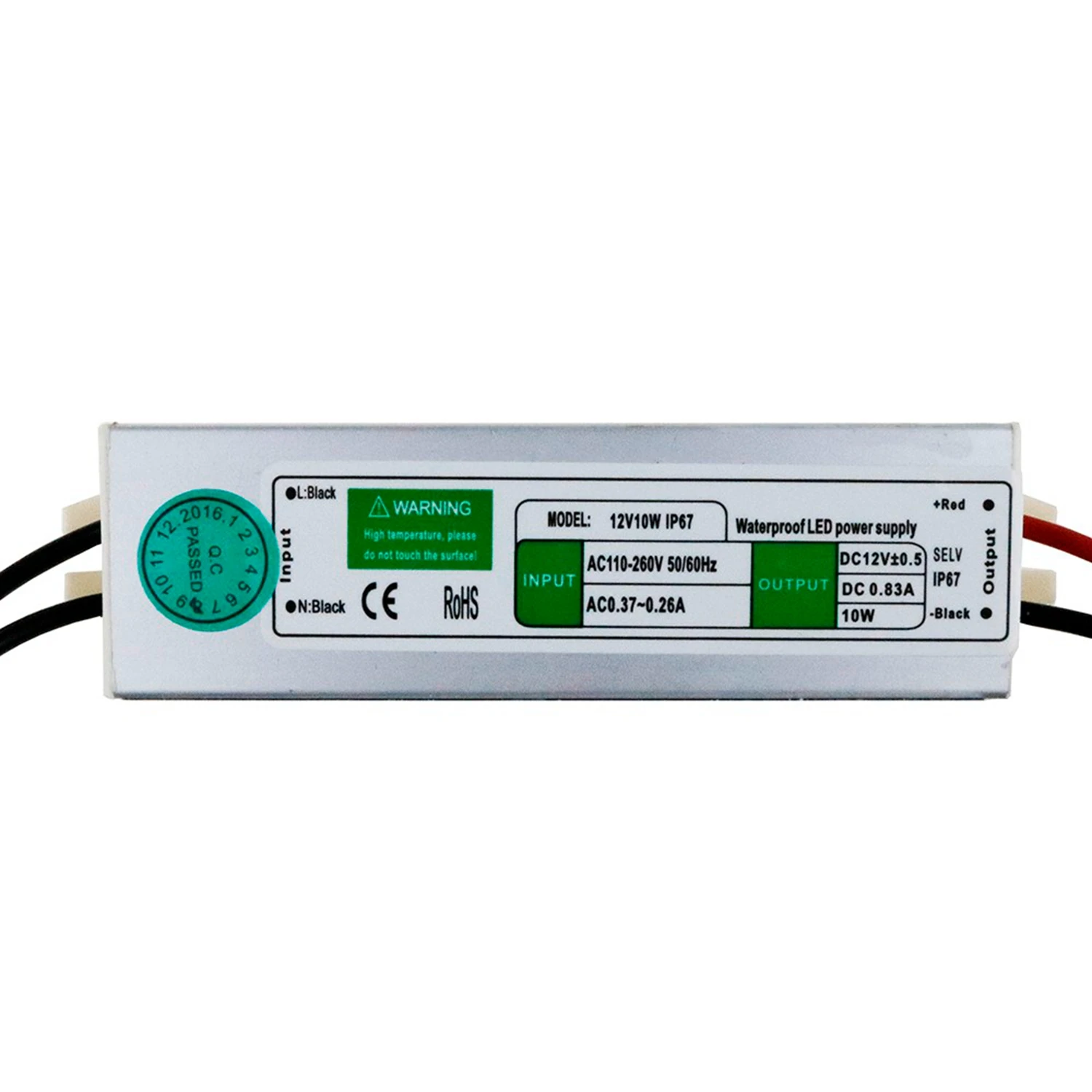 DC12V светодиодный драйвер Питание 10 W 0.8A IP67 Водонепроницаемый Алюминий трансформатор из сплава AC110-260 до 12 вольт постоянного тока Выход Быстрая JQ