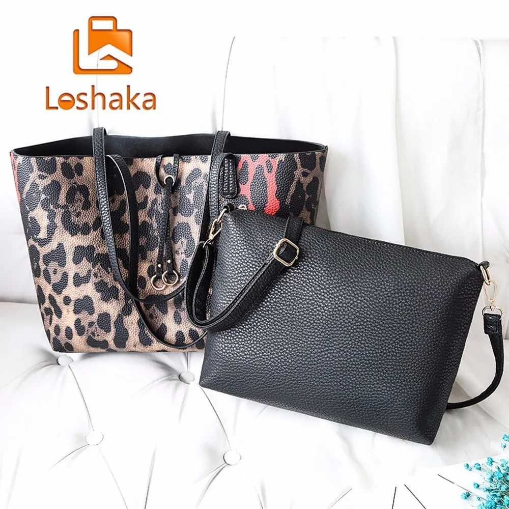 Loshaka большой емкости Женские сумки набор плеча Tote сумки bolsos Leopard Женские сумки-мессенджеры известные дизайнеры кожаные сумочки