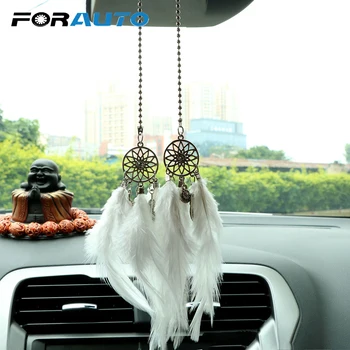 

FORAUTO Car Mirror Hanging Pendant Dream Catch Handmade Dreamcatcher Car Ornament Wind Chimes Feather Decoration Car-styling