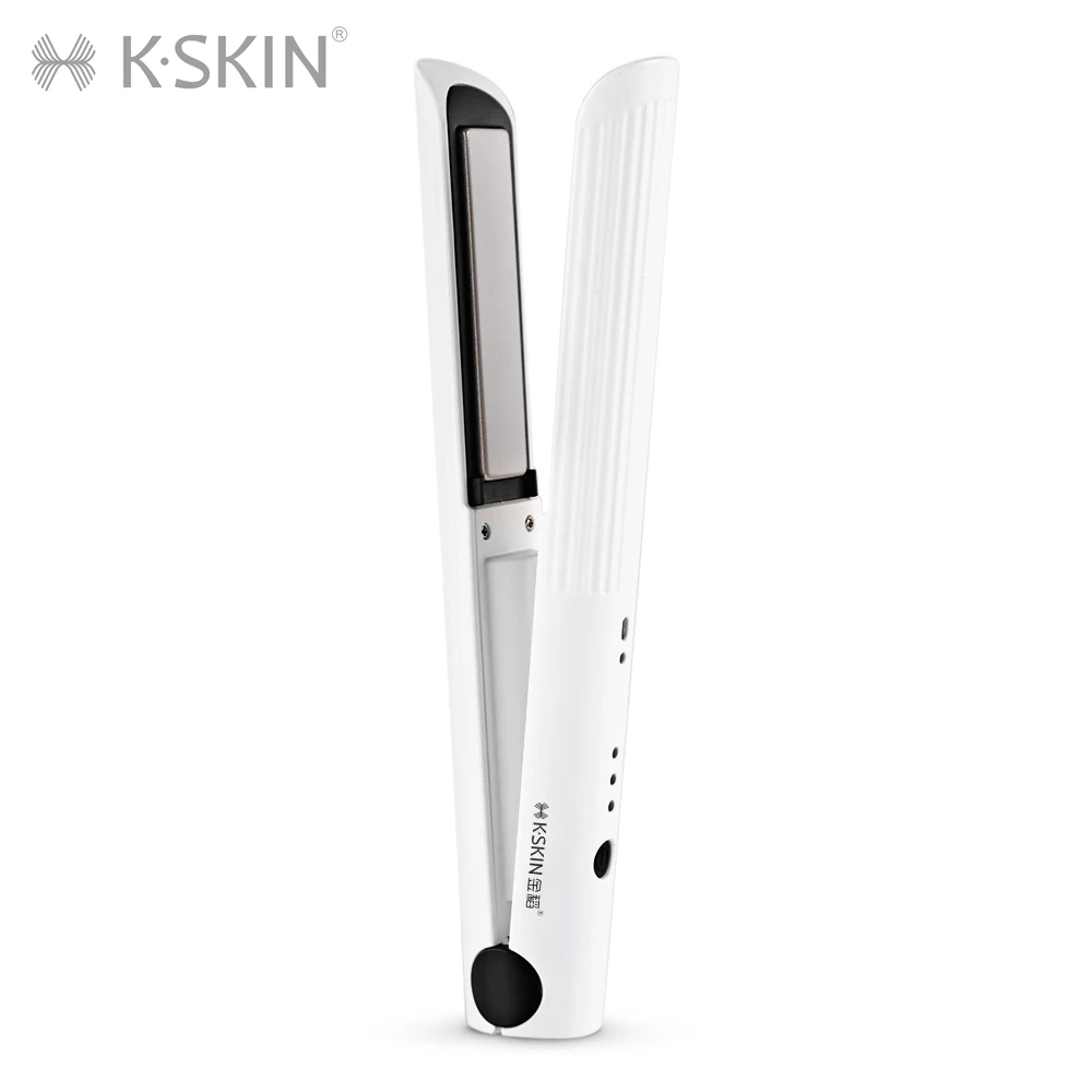 

K_SKIN KD - 386 Portable Rechargeable Hair Straightener Curler Roller Ceramic Iron Styling Tool Adjustable Temperature Fast Heat