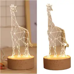 Мультяшный светодио дный Жираф светодиодный ночник креативная Гостиная Кабинет Украшение настольная лампа украшение комнаты