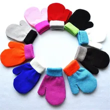 Осень-зима теплые детские варежки милые для маленьких мальчиков и девочек трикотажные Цвет перчатка в стиле пэчворк Дети Мягкие вязаные рукавицы От 1 до 4 лет