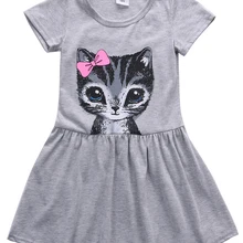 Милое летнее платье с рисунком кота для маленьких девочек вечерние платья-пачки принцессы розового цвета на свадьбу