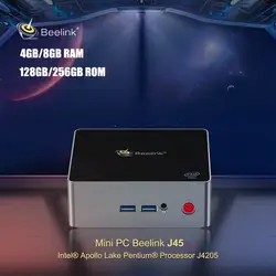Beelink J45 мини-ПК Intel Apollo Lake Pentium J4205 Windows 10 4 ядра Декодер каналов кабельного телевидения 2,4 ГГц/5,8 ГГц Wi-Fi BT4.0 1000 Мбит/с 4 K H.265