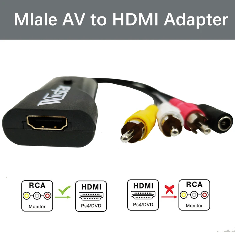 Wiistar штекер RCA конвертер видео из AV в HDMI адаптер мини-композит CVBS к HDMI для HD ТВ PS3 PS4 ПК DVD Xbox проектор