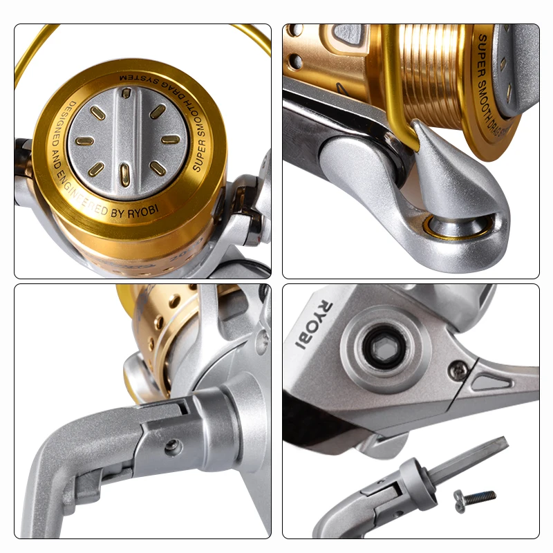 RYOBI Аплодисменты спиннинговая Рыболовная катушка 1000 2000 3000 6 + 1BB Gear Ratio5.1: 1/5. 0:1