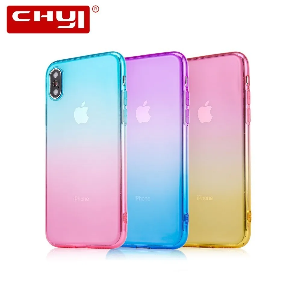 

Case For Iphone XR X XS Max Ultra-thin Fashion Gradient Phone Cover For Iphone 7 Cases For Iphone 8 6 6s Plus Back Shell