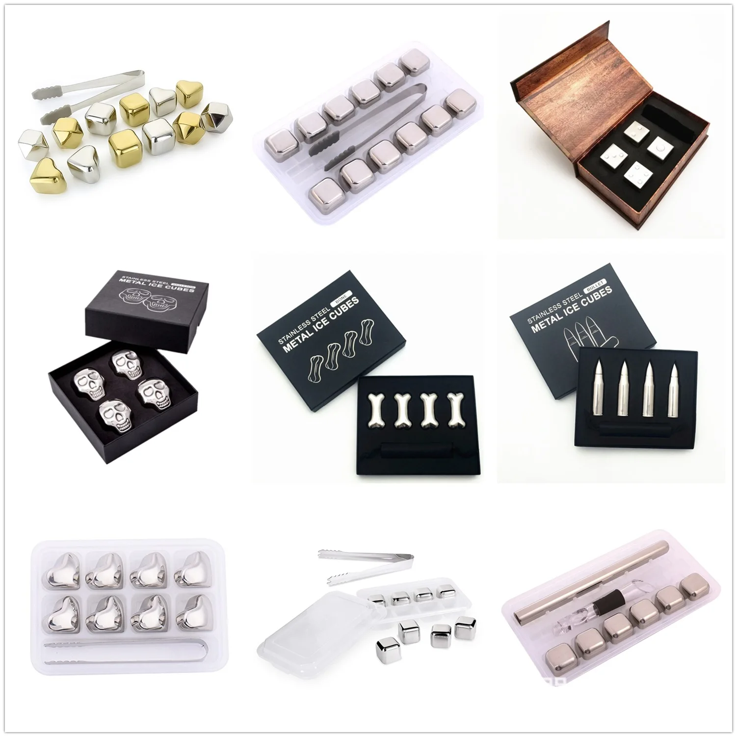

Stainless Steel Whisky Ice Cubes Bar KTV Supplies Magic Vodka/Wiskey/Wine/Beer Cooler Rocks Coolers Holder Boxed Chiller Tools