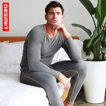 

DESMIIT Sexy Long Johns Set Men Fleece Thermo Underwear Winter Warm Gay Mens Thermal Clothing Male Fitness Shirt Leggins Pants