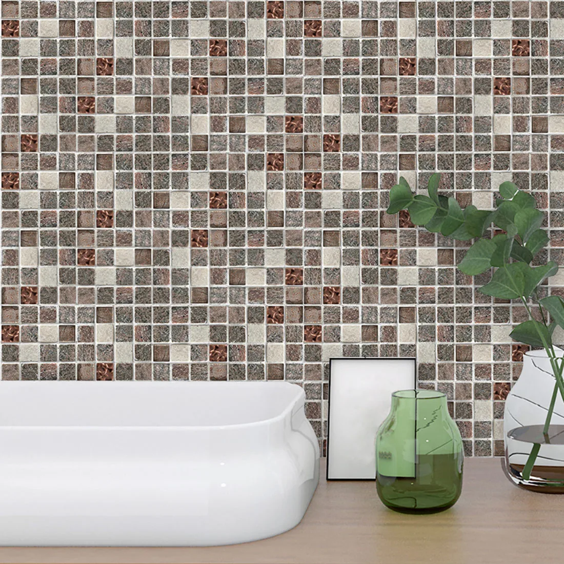 Mediterranean stone mosaic kitchen wall stickers waterproof and oil proof paper simulation tile stickers Mediterranean stone mosaic kitchen wall stickers waterproof and oil proof paper simulation tile stickers