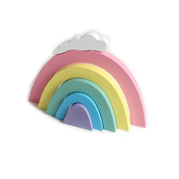 

Europen Style Wooden Rainbow Decoration Crafts Hanging Bunny Ornament Decoration for Holiday Kids Room Decor