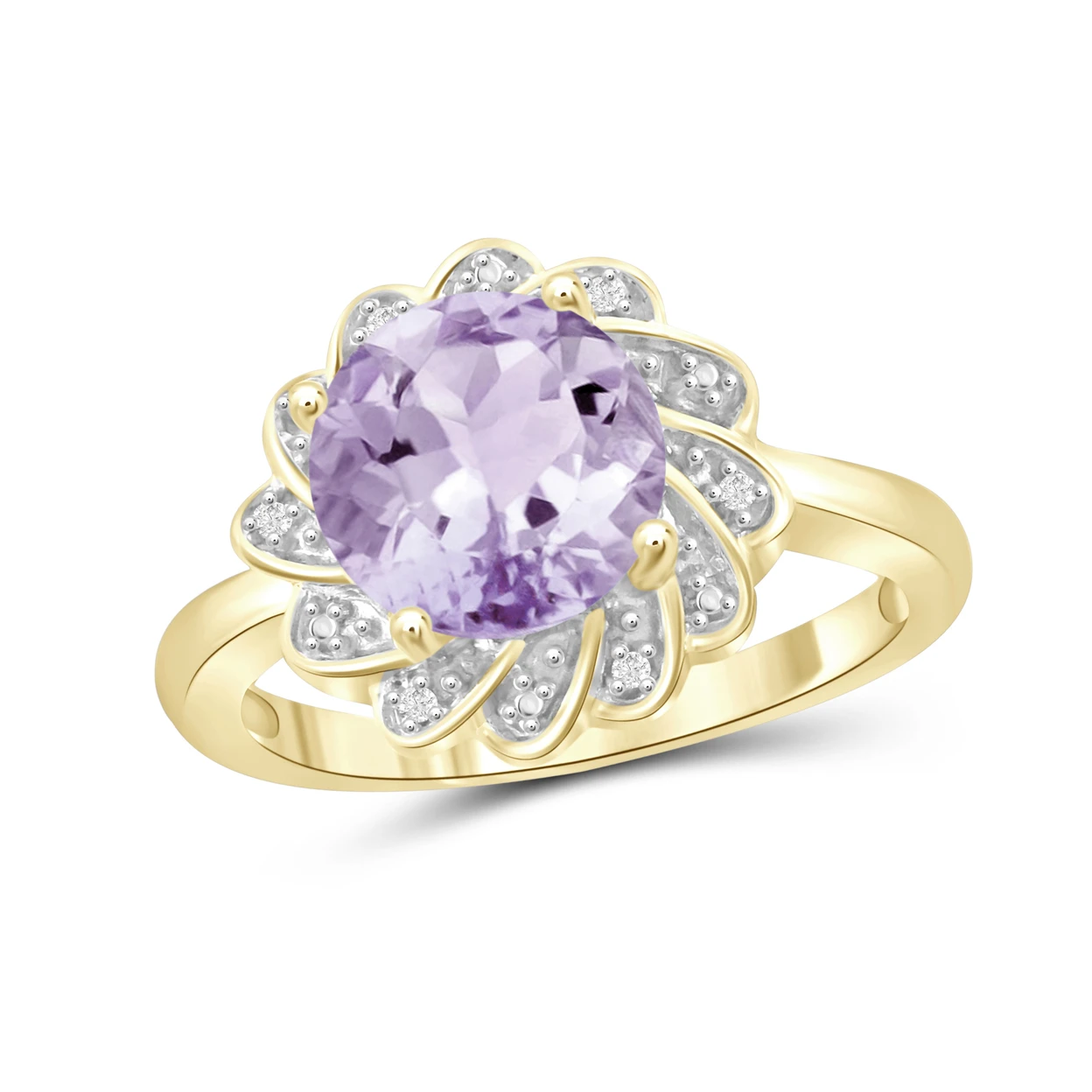 Jewelonfire 2 1/2 Carat T.g.w. Pink Purple Stone And Accent White Clear Gold-colored Over Silver Ring |