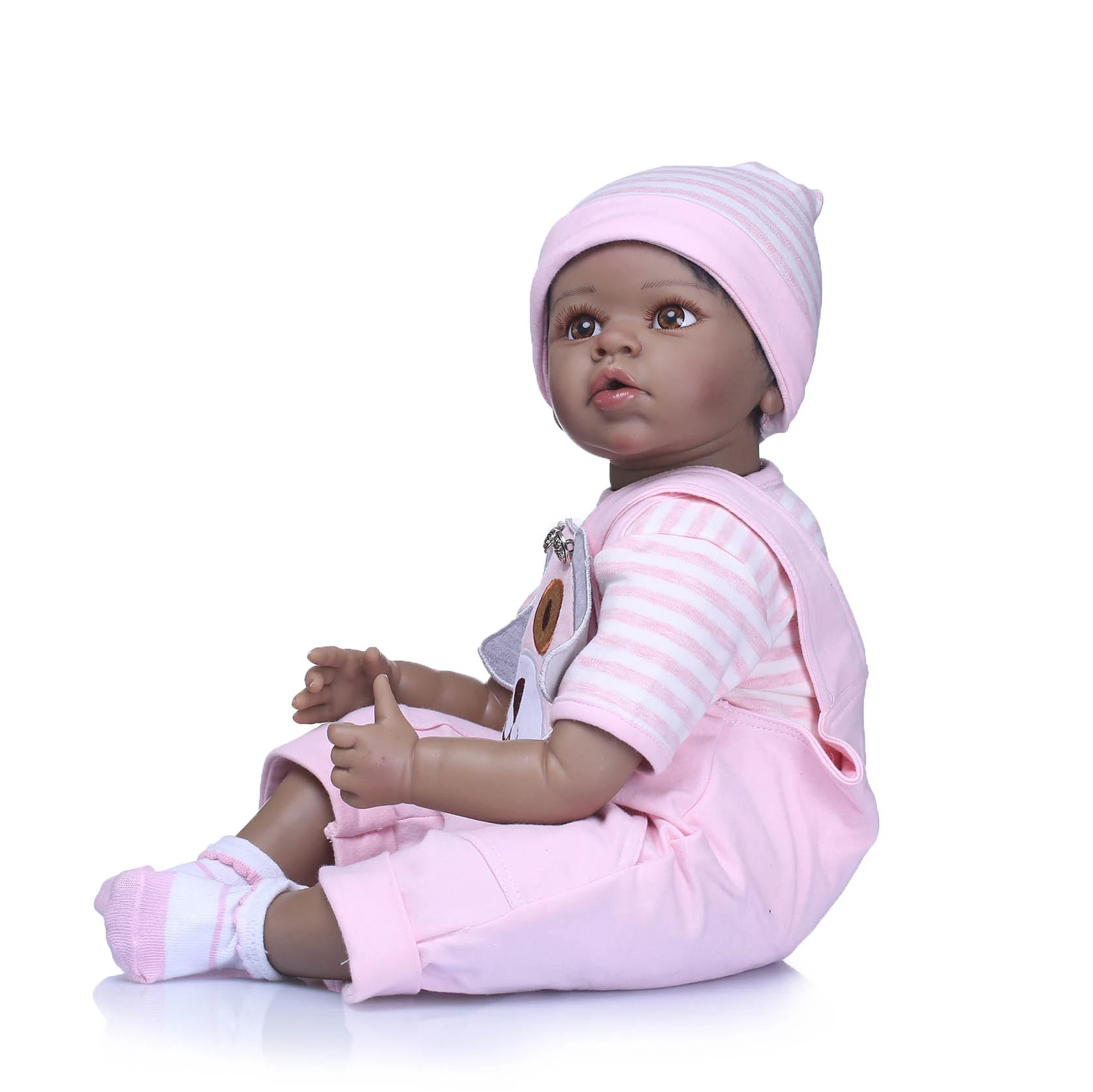 Biracial Reborn Baby Doll 22/'/' Full Body Silicone Lifelike African American Girl