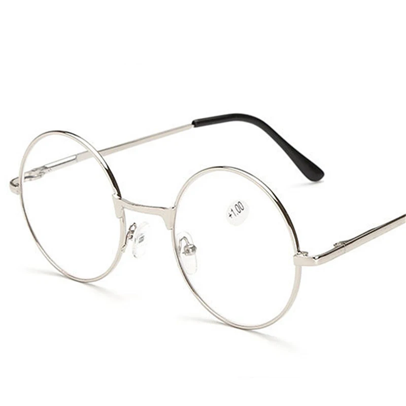 Reading Glasses Retro Metal Round Reading Glasses Finished Diopter +1.0 1.5 2.0 2.5 3.0 3.5 Unisex Reading Presbyopia Glasses Women Men