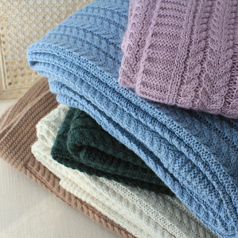 Весеннее вязаное одеяло для кровати, дивана, 50% шерсть, теплое одеяло, 5 цветов, размер 74x70
