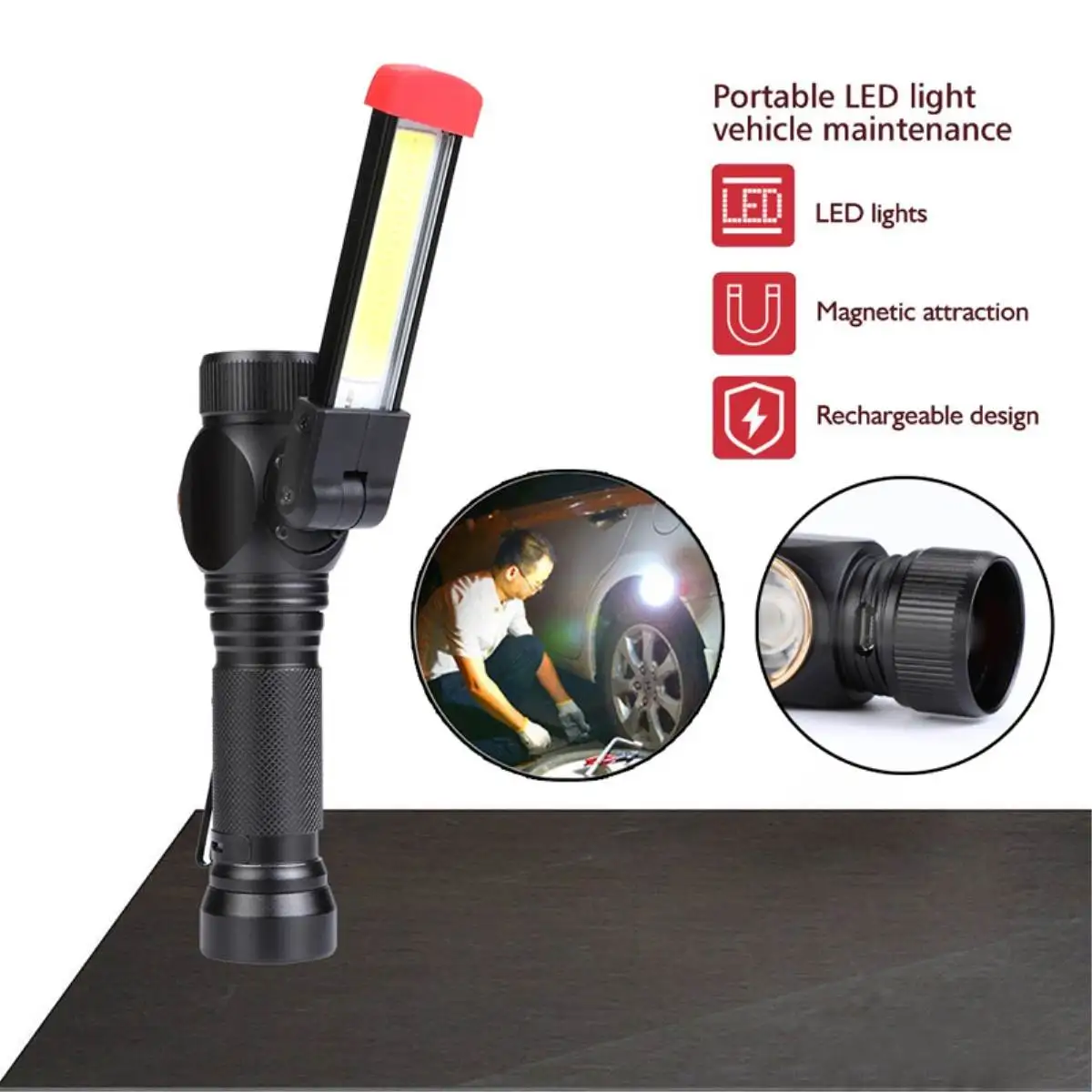 

Portable 7 Mode T6 COB Flashlight USB Rechargeable LED Work Light Magnetic COB Lanterna Lamp For Car Repair,Outdoor Camping