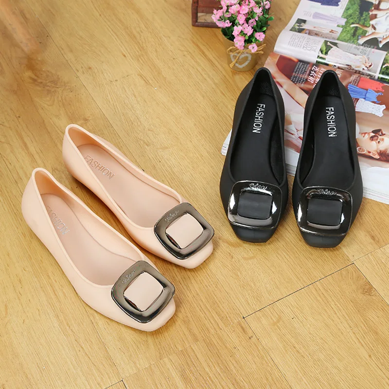 New Arrival Patent Leather Flat Women Ballet Flats Shoes Women Plus Size 40 Black Square Toe Bowtie Shoes Black For Lady