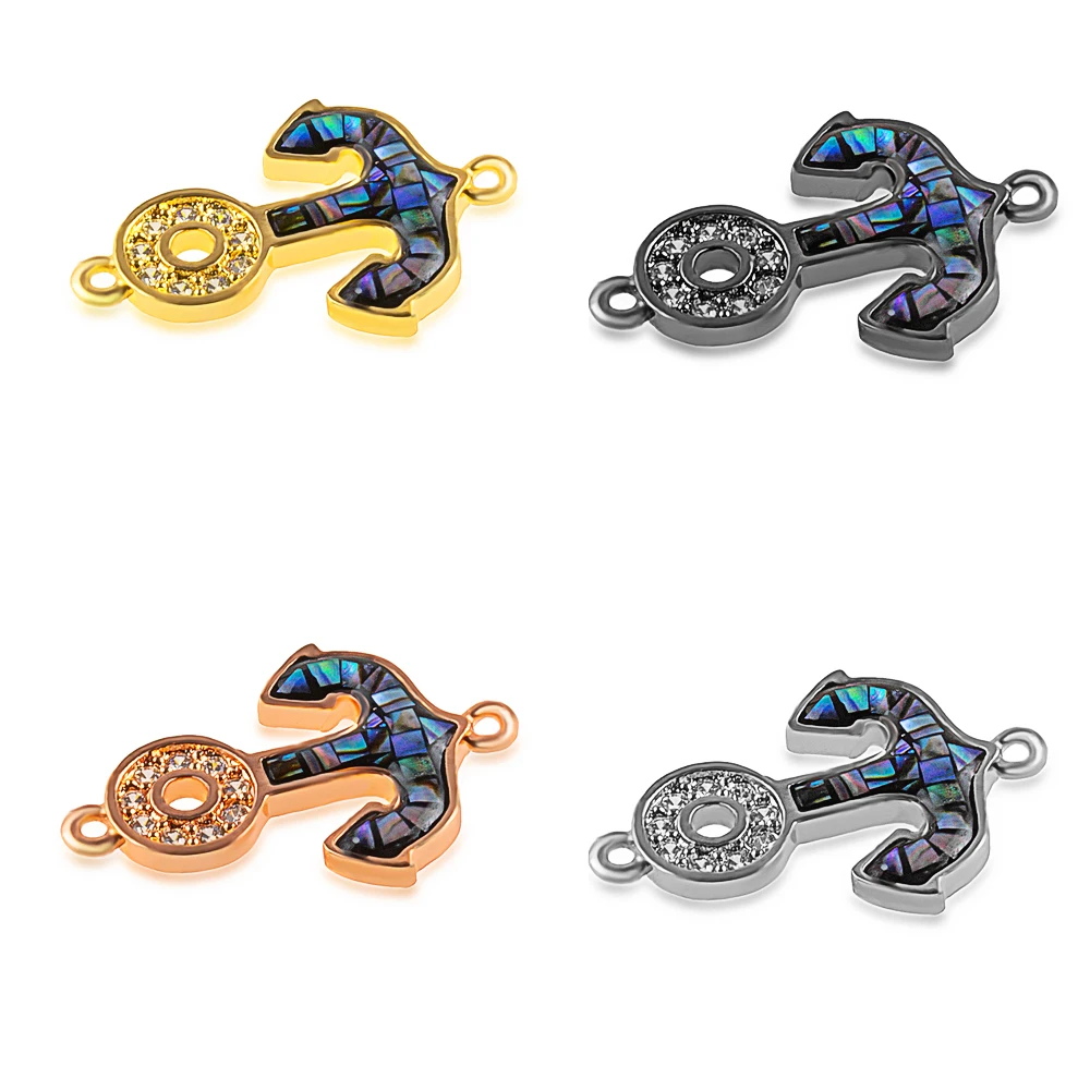 

23*16mm Anchor High Quality Diy Jewelry Accessories Bracelet Necklace Jewelry Making Cubic Cubic Zirconia Abalone Connector Gift
